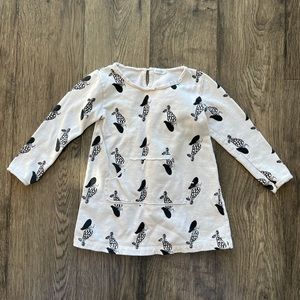 Picnik Cream Colored Sweatshirt Dress with Mermaid Pattern - Size 2